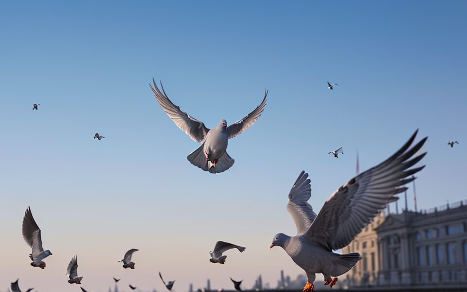 飛び立つ鳩