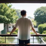 中年男性の哀愁ある背中